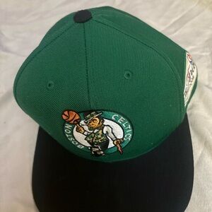 Mitchell & Ness Green and Black adjustable Cap with Red Logo Accent